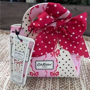 Cath Kidston Pink and Red Polka Dot purse bag with lipgloss and lotion